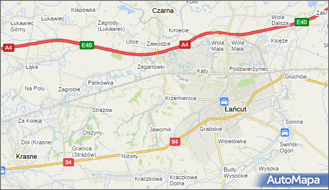 mapa Krzemienica gmina Czarna, Krzemienica gmina Czarna na mapie Targeo