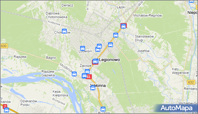 mapa Legionowo, Legionowo na mapie Targeo