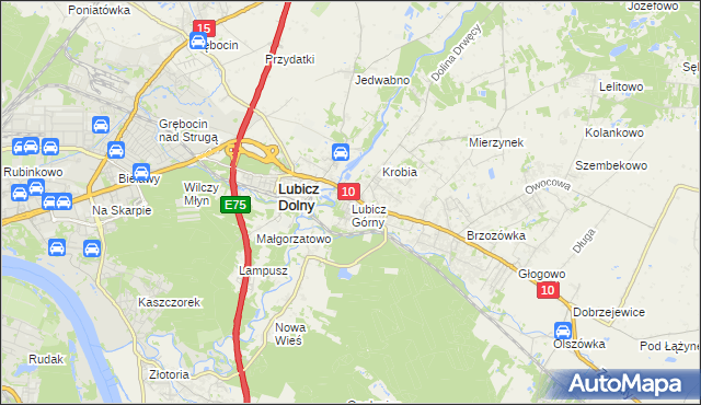 mapa Lubicz Górny, Lubicz Górny na mapie Targeo