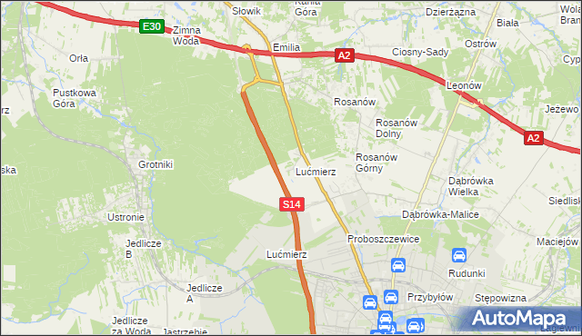 mapa Lućmierz-Ośrodek, Lućmierz-Ośrodek na mapie Targeo