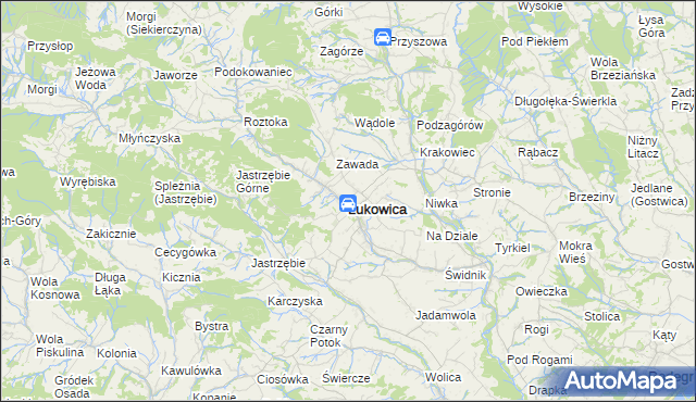 mapa Łukowica, Łukowica na mapie Targeo