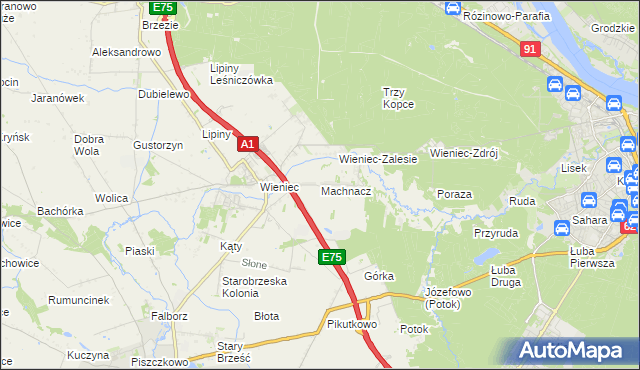 mapa Machnacz gmina Brześć Kujawski, Machnacz gmina Brześć Kujawski na mapie Targeo