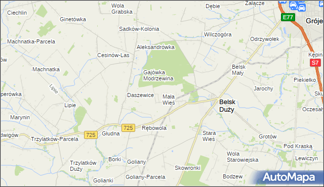 mapa Mała Wieś gmina Belsk Duży, Mała Wieś gmina Belsk Duży na mapie Targeo