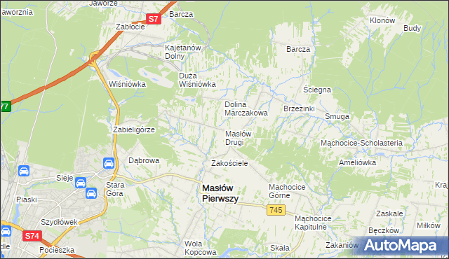 mapa Masłów Drugi, Masłów Drugi na mapie Targeo