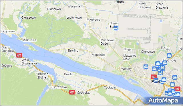 mapa Maszewo gmina Stara Biała, Maszewo gmina Stara Biała na mapie Targeo