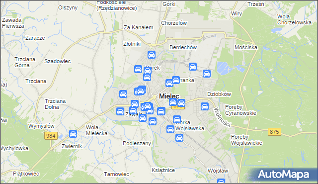 mapa Mielca, Mielec na mapie Targeo
