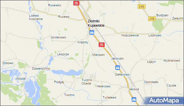 mapa Mierzwin gmina Złotniki Kujawskie, Mierzwin gmina Złotniki Kujawskie na mapie Targeo