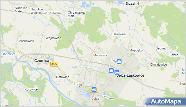 mapa Miłoszyce, Miłoszyce na mapie Targeo