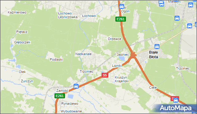 mapa Murowaniec gmina Białe Błota, Murowaniec gmina Białe Błota na mapie Targeo