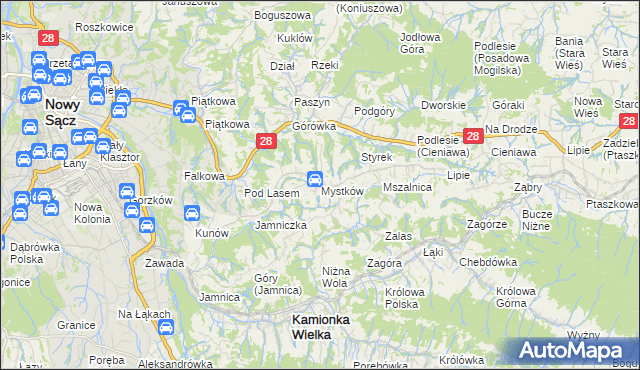 mapa Mystków, Mystków na mapie Targeo