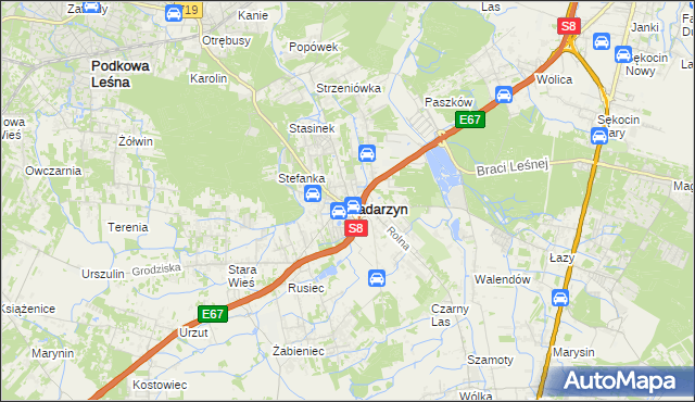 mapa Nadarzyn powiat pruszkowski, Nadarzyn powiat pruszkowski na mapie Targeo
