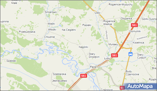 mapa Nagórki gmina Piątnica, Nagórki gmina Piątnica na mapie Targeo