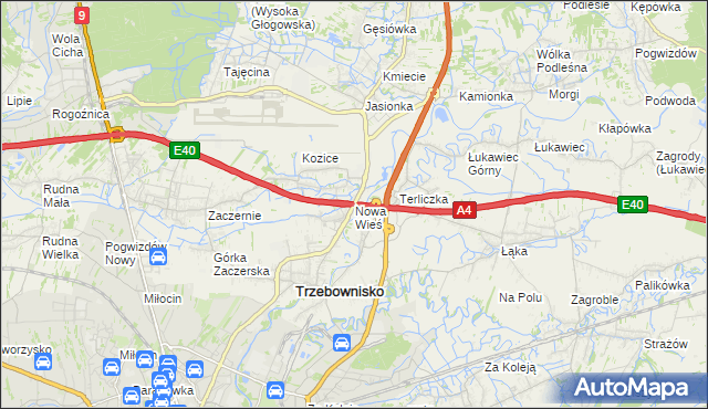 mapa Nowa Wieś gmina Trzebownisko, Nowa Wieś gmina Trzebownisko na mapie Targeo