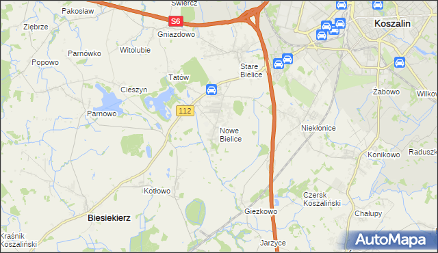 mapa Nowe Bielice, Nowe Bielice na mapie Targeo