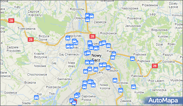 mapa Nowego Sącza, Nowy Sącz na mapie Targeo