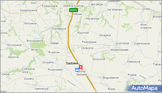 mapa Obręczna, Obręczna na mapie Targeo