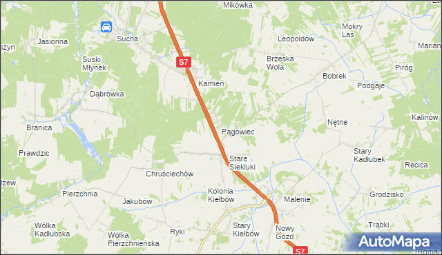 mapa Pągowiec gmina Stara Błotnica, Pągowiec gmina Stara Błotnica na mapie Targeo