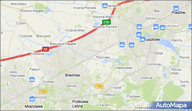 mapa Parzniew, Parzniew na mapie Targeo