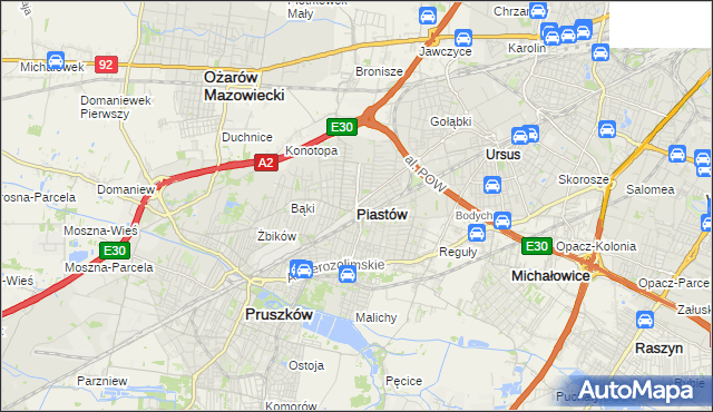 mapa Piastów powiat pruszkowski, Piastów powiat pruszkowski na mapie Targeo