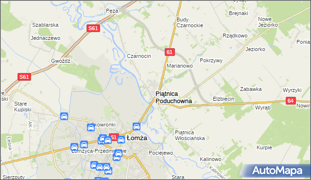 mapa Piątnica Poduchowna, Piątnica Poduchowna na mapie Targeo