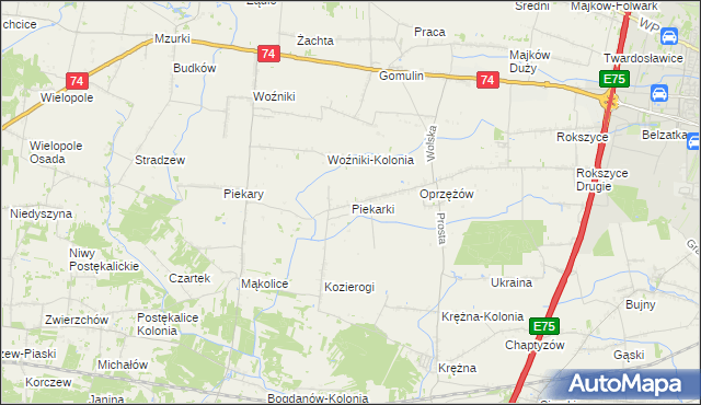 mapa Piekarki, Piekarki na mapie Targeo