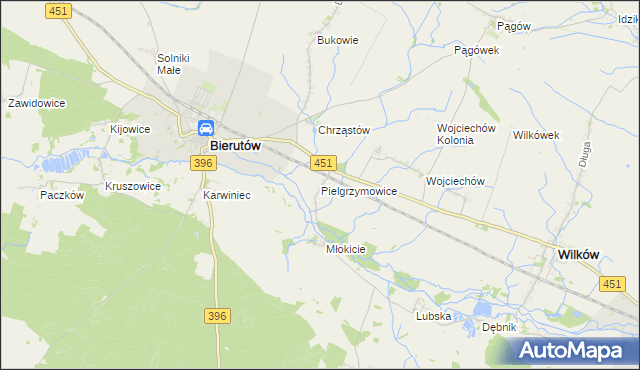 mapa Pielgrzymowice gmina Wilków, Pielgrzymowice gmina Wilków na mapie Targeo