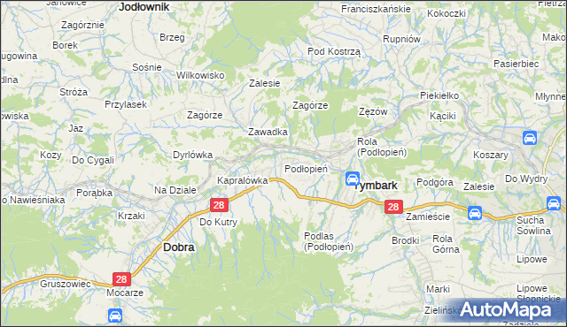 mapa Podłopień, Podłopień na mapie Targeo