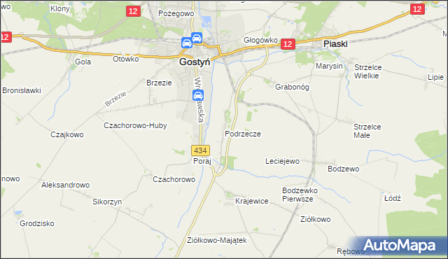 mapa Podrzecze gmina Piaski, Podrzecze gmina Piaski na mapie Targeo
