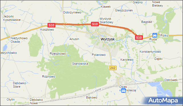 mapa Polanowo gmina Wyrzysk, Polanowo gmina Wyrzysk na mapie Targeo