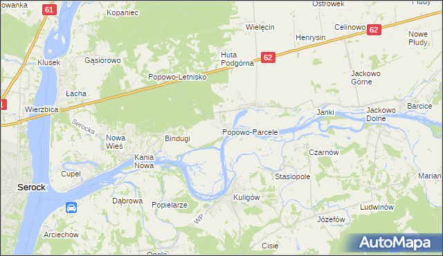 mapa Popowo-Parcele, Popowo-Parcele na mapie Targeo