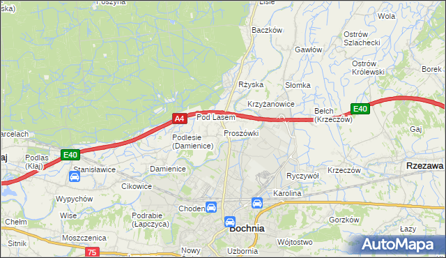 mapa Proszówki, Proszówki na mapie Targeo