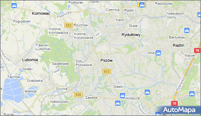 mapa Pszów, Pszów na mapie Targeo