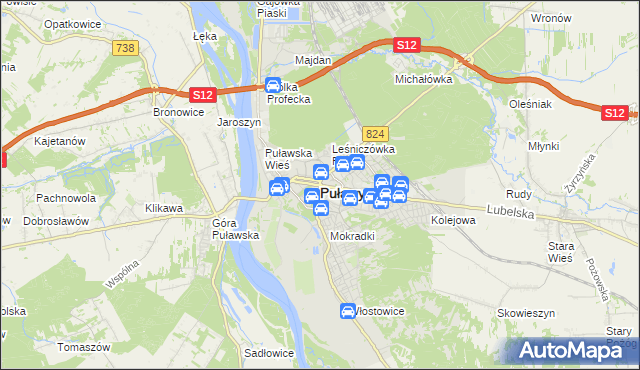 mapa Puław, Puławy na mapie Targeo