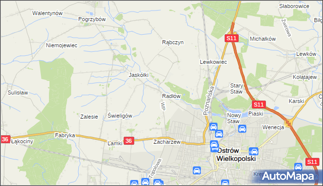 mapa Radłów gmina Raszków, Radłów gmina Raszków na mapie Targeo