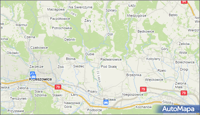 mapa Radwanowice, Radwanowice na mapie Targeo