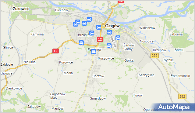 mapa Ruszowice gmina Głogów, Ruszowice gmina Głogów na mapie Targeo