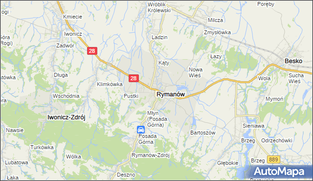 mapa Rymanów, Rymanów na mapie Targeo