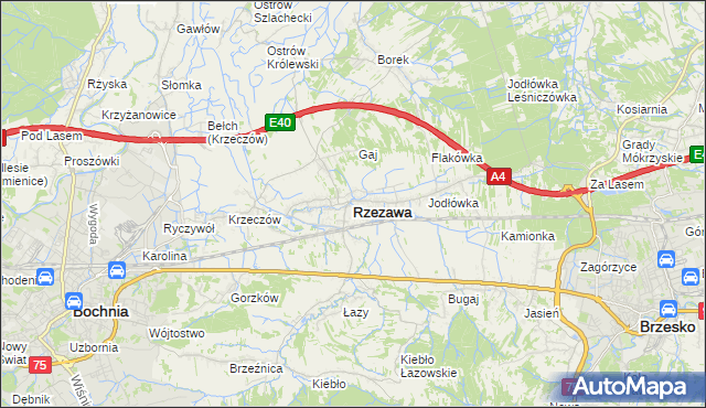 mapa Rzezawa, Rzezawa na mapie Targeo