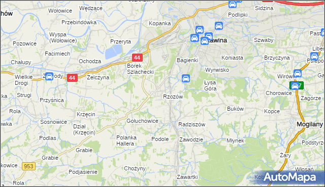 mapa Rzozów, Rzozów na mapie Targeo