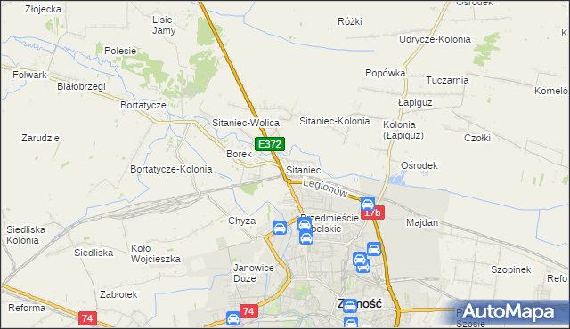 mapa Sitaniec, Sitaniec na mapie Targeo