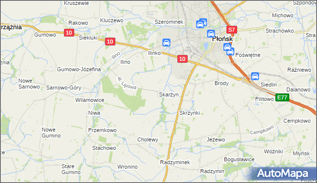 mapa Skarżyn gmina Płońsk, Skarżyn gmina Płońsk na mapie Targeo