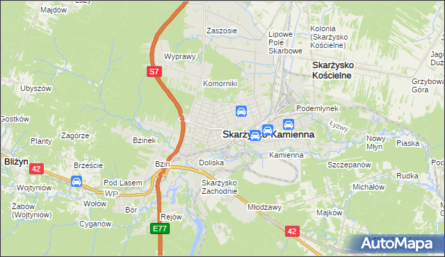 mapa Skarżysko-Kamienna, Skarżysko-Kamienna na mapie Targeo