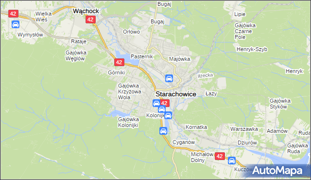 mapa Starachowic, Starachowice na mapie Targeo