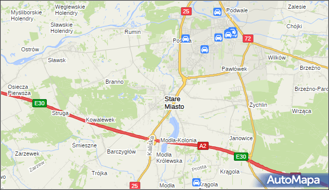 mapa Stare Miasto powiat koniński, Stare Miasto powiat koniński na mapie Targeo