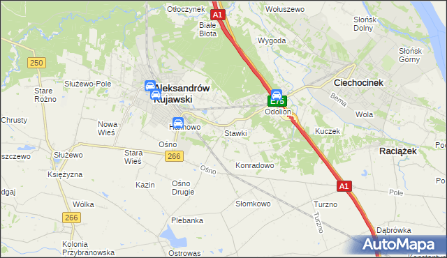 mapa Stawki gmina Aleksandrów Kujawski, Stawki gmina Aleksandrów Kujawski na mapie Targeo