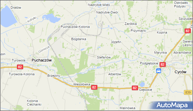 mapa Stefanów gmina Cyców, Stefanów gmina Cyców na mapie Targeo