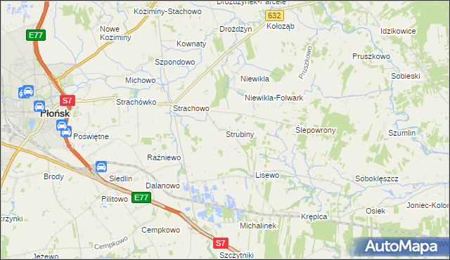 mapa Strubiny gmina Płońsk, Strubiny gmina Płońsk na mapie Targeo