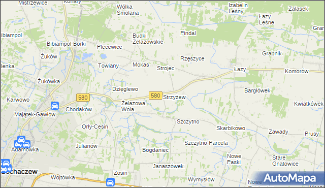 mapa Strzyżew gmina Kampinos, Strzyżew gmina Kampinos na mapie Targeo