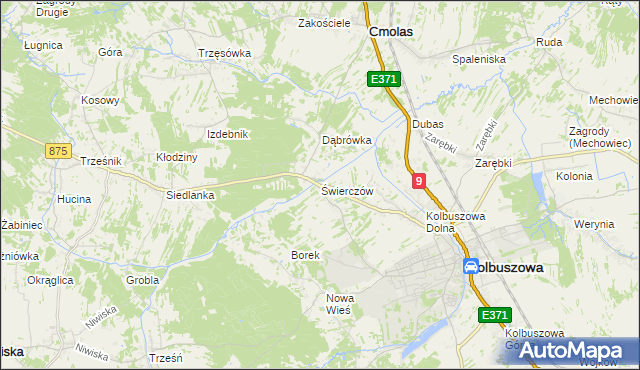 mapa Świerczów gmina Kolbuszowa, Świerczów gmina Kolbuszowa na mapie Targeo