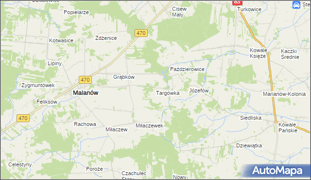 mapa Targówka gmina Malanów, Targówka gmina Malanów na mapie Targeo
